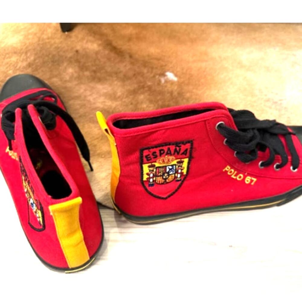 Polo 67 España Red Canvas High Top Sneakers Lace-Up Casual Shoes - Picture 2 of 7